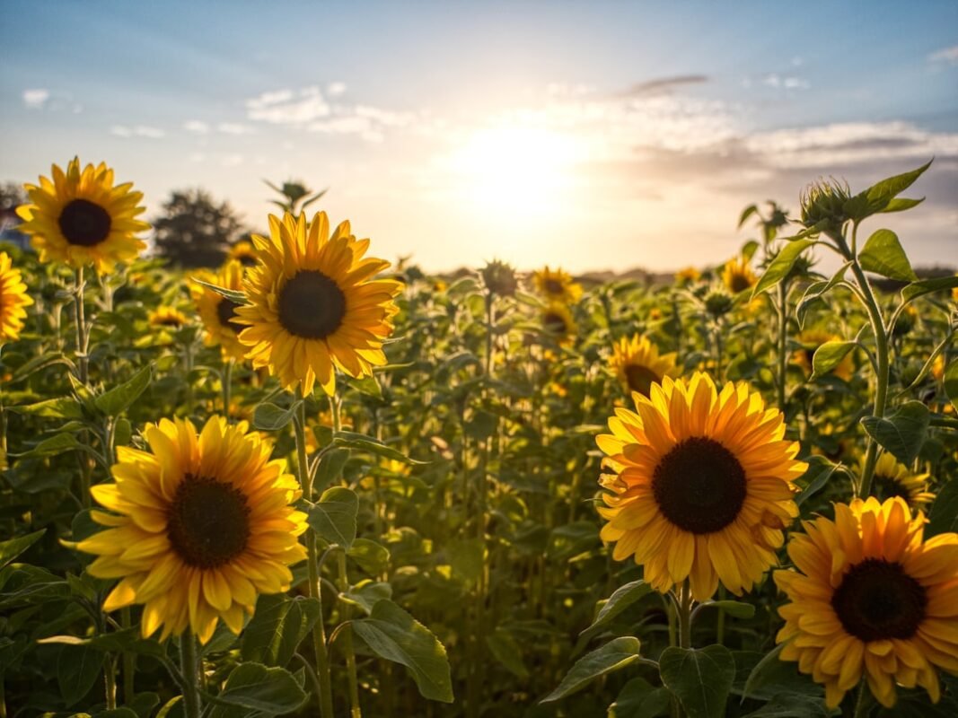 Sunflower field used for producing bulk sunflower cooking oil